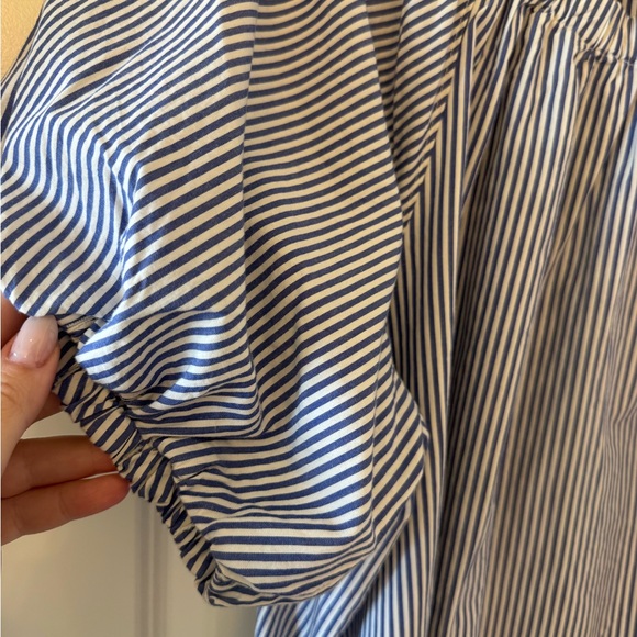 Striped Blue and White Mini Shift Dress - Picture 4 of 6